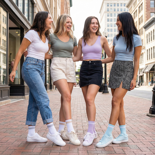 Women's Quarter Crew Socks 4-Pack by DeadSoxy in assorted pastel colors athletic socks on Tampa Home & Garden Store