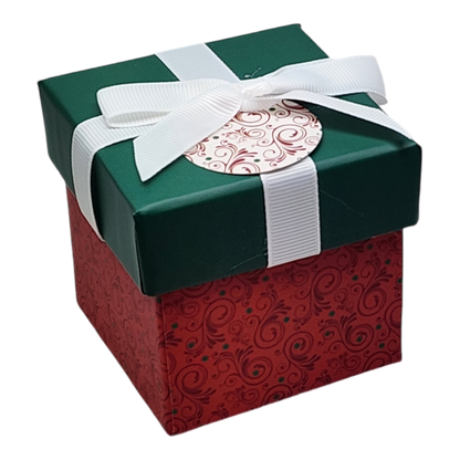 Caja de regalo cúbica para tarjetas de regalo - 7,6 x 7,6 cm - Remolino burdeos