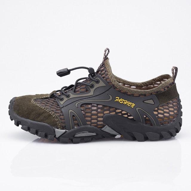 Quick Dry Men Sneakers Stevvex Slip-On Upstream brown mesh water hiking shoes on Tampa Home & Garden Store