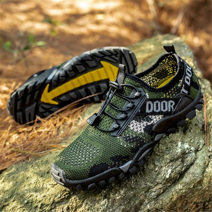 Camo quick-dry men's sneakers with slip-on bungee laces and rugged outsole on Tampa Home & Garden Store