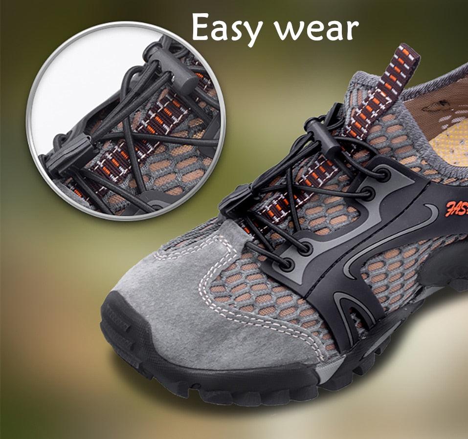 Quick Dry Men Sneakers Slip On Upstream Water Shoes gray mesh upper rugged outsole Stevvex on Tampa Home & Garden Store