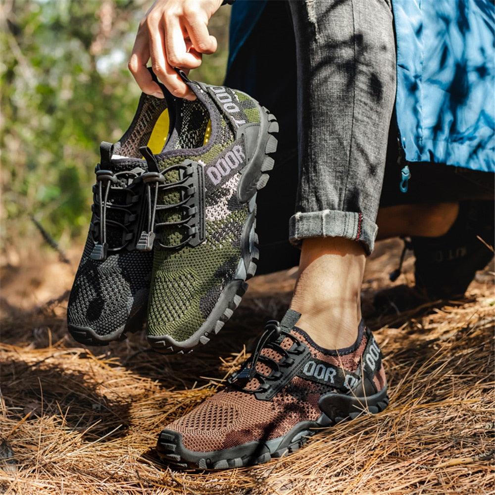 Stevvex quick-dry athletic shoes for men in olive green and brown camo colorways on Tampa Home & Garden Store