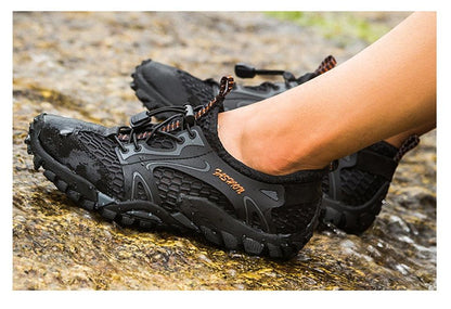 Stevvex quick-dry men's slip-on water hiking shoes pair black mesh upper rugged outsole on Tampa Home & Garden Store