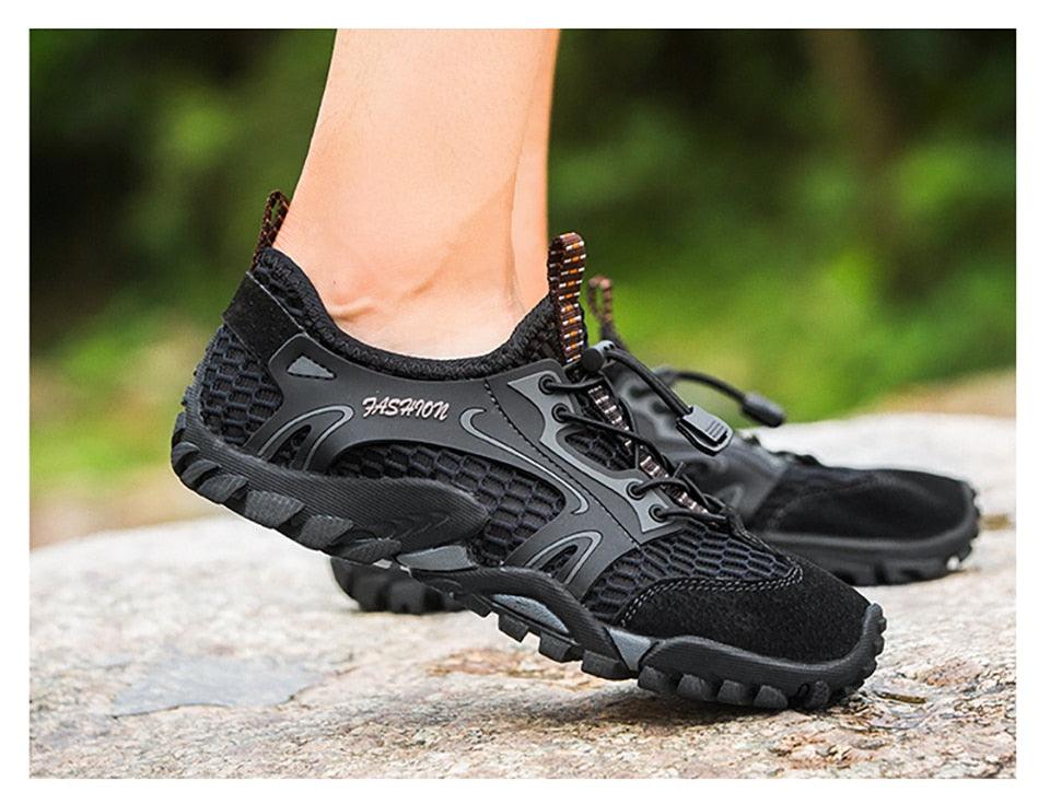 Quick Dry Men Sneakers Stevvex Slip On Upstream Water Shoes black mesh upper rugged outsole on Tampa Home & Garden Store