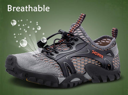 Breathable Stevvex athletic shoes gray mesh upper with black cage and orange Fashion logo sole on Tampa Home & Garden Store