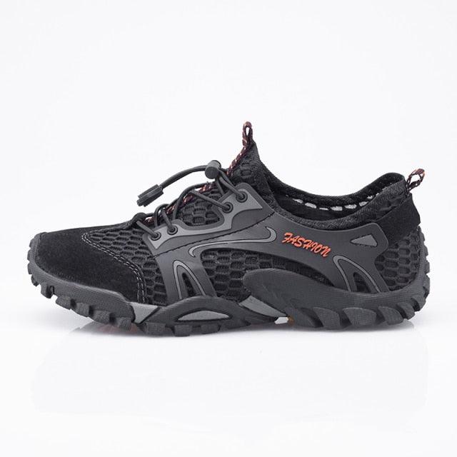 Stevvex Quick Dry Men Sneakers black mesh athletic shoes with rugged outsole on Tampa Home & Garden Store