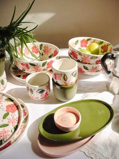 Hand Painted Floral Salad Bowl Has A Vivid Design