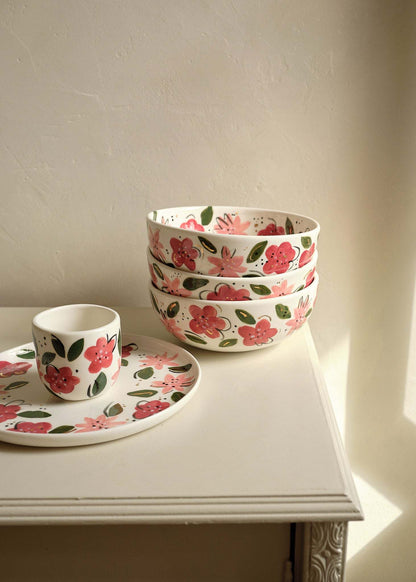 Hand Painted Floral Salad Bowl Has A Vivid Design