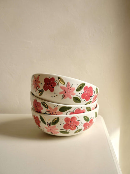 Hand Painted Floral Salad Bowl Has A Vivid Design