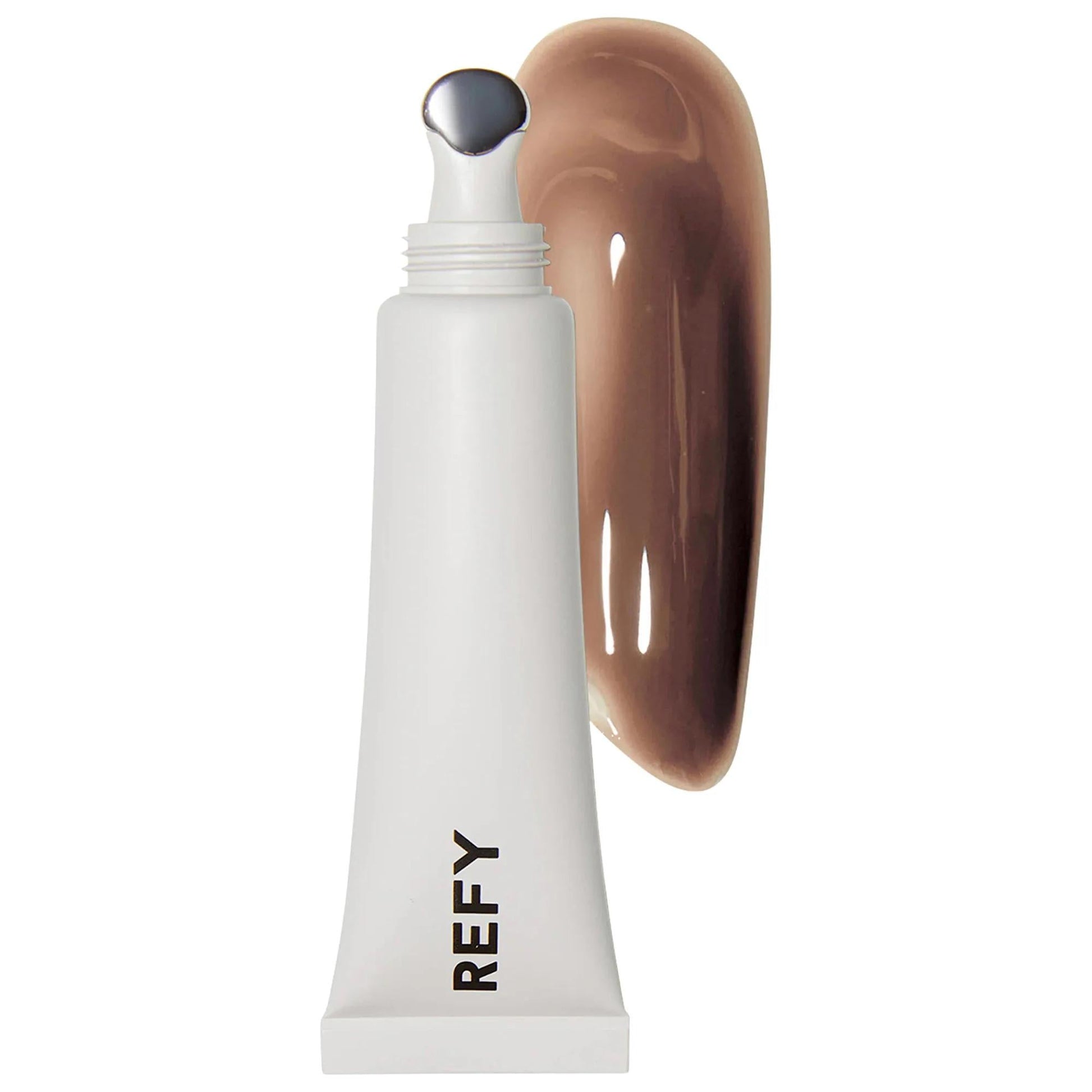 Lip Gloss by Beauty Care Bag white bottle with silver cap and nude-brown gloss smear on Tampa Home & Garden Store