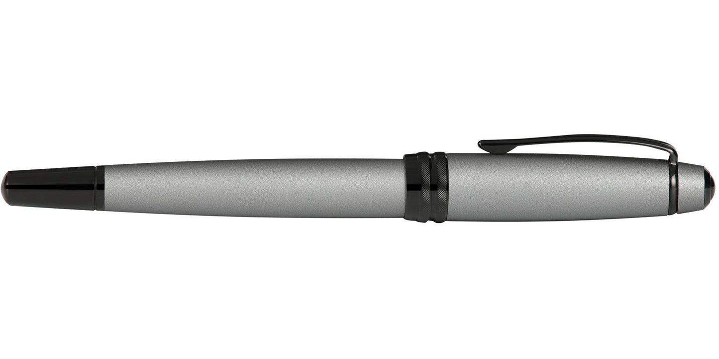 A.T. Cross Bailey fountain pen matte gray lacquer with stainless steel body and black clip, medium nib on Tampa Home & Garden Store