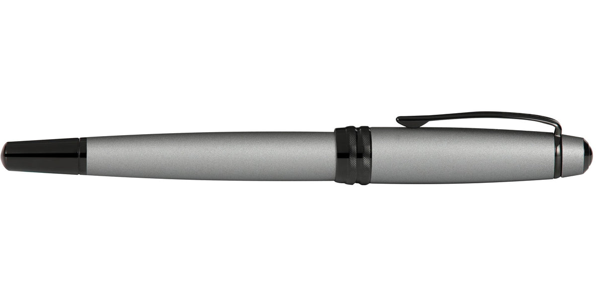 Bailey Matte Gray Lacquer Rollerball Pen, A.T. Cross, matte gray body with black cap on Tampa Home & Garden Store