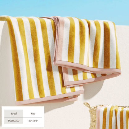 Cabana Cotton Beach Towel and Striped Border
