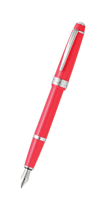 Bailey Light Polished Coral Resin Fine Nib Fountain Pen, coral red body, Cross clip on Tampa Home & Garden Store