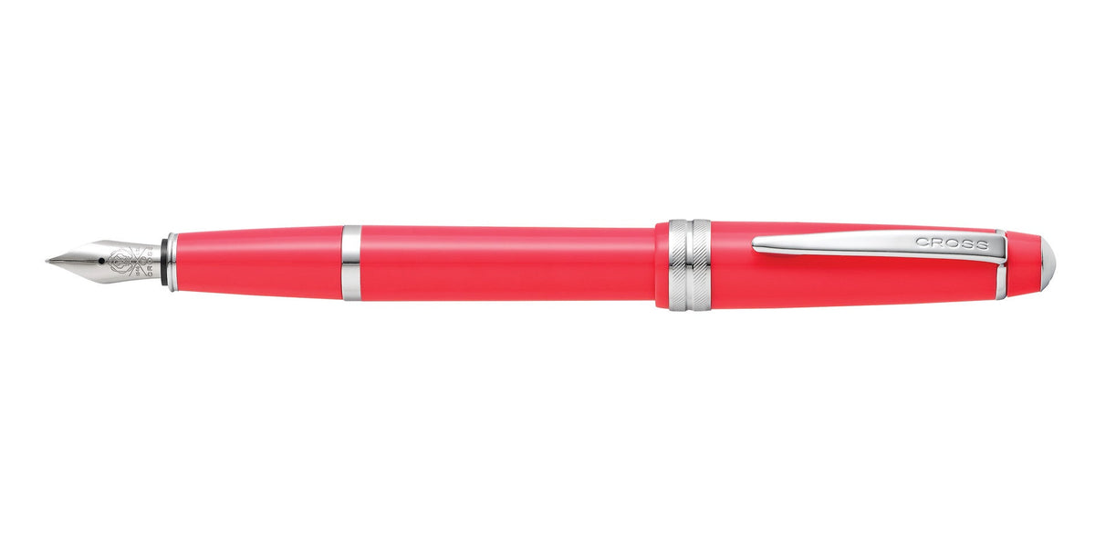 Bailey Light Polished Coral Resin Fine Nib Fountain Pen, Cross brand with silver trims on Tampa Home & Garden Store