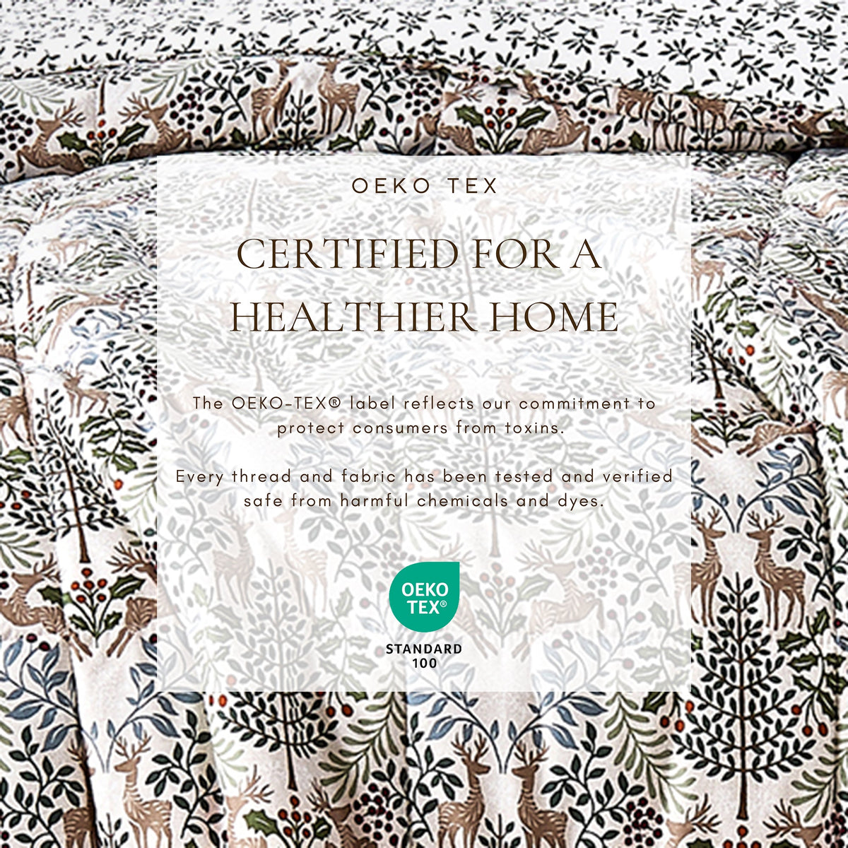 Reversible Christmas Comforter & Sham Set by Great Bay Home with woodland deer background on Tampa Home & Garden Store
