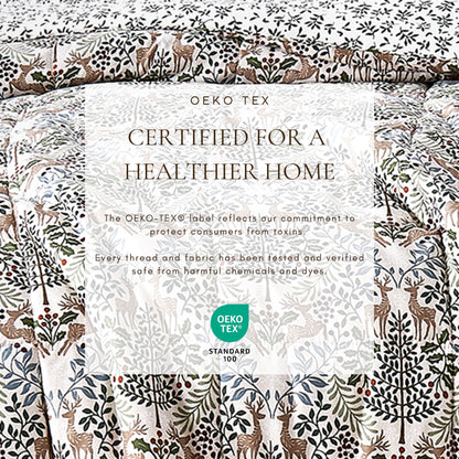 Reversible Christmas Comforter & Sham Set by Great Bay Home with woodland deer background on Tampa Home & Garden Store