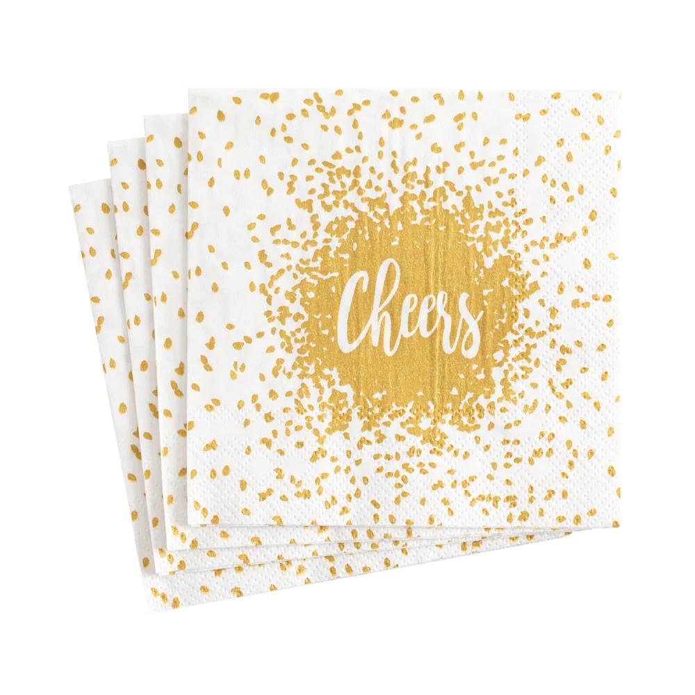 Serviettes de cocktail en papier Cheers dorées