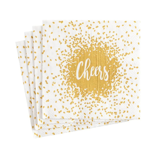 Serviettes de cocktail en papier Cheers dorées