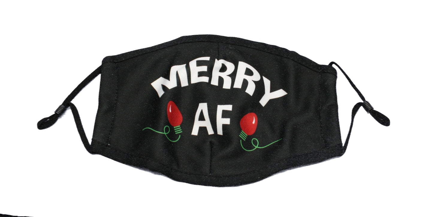 Mascarilla facial navideña - Merry AF
