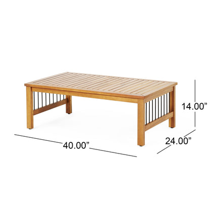 Outdoor Acacia Wood Loveseat and Coffee Table Set