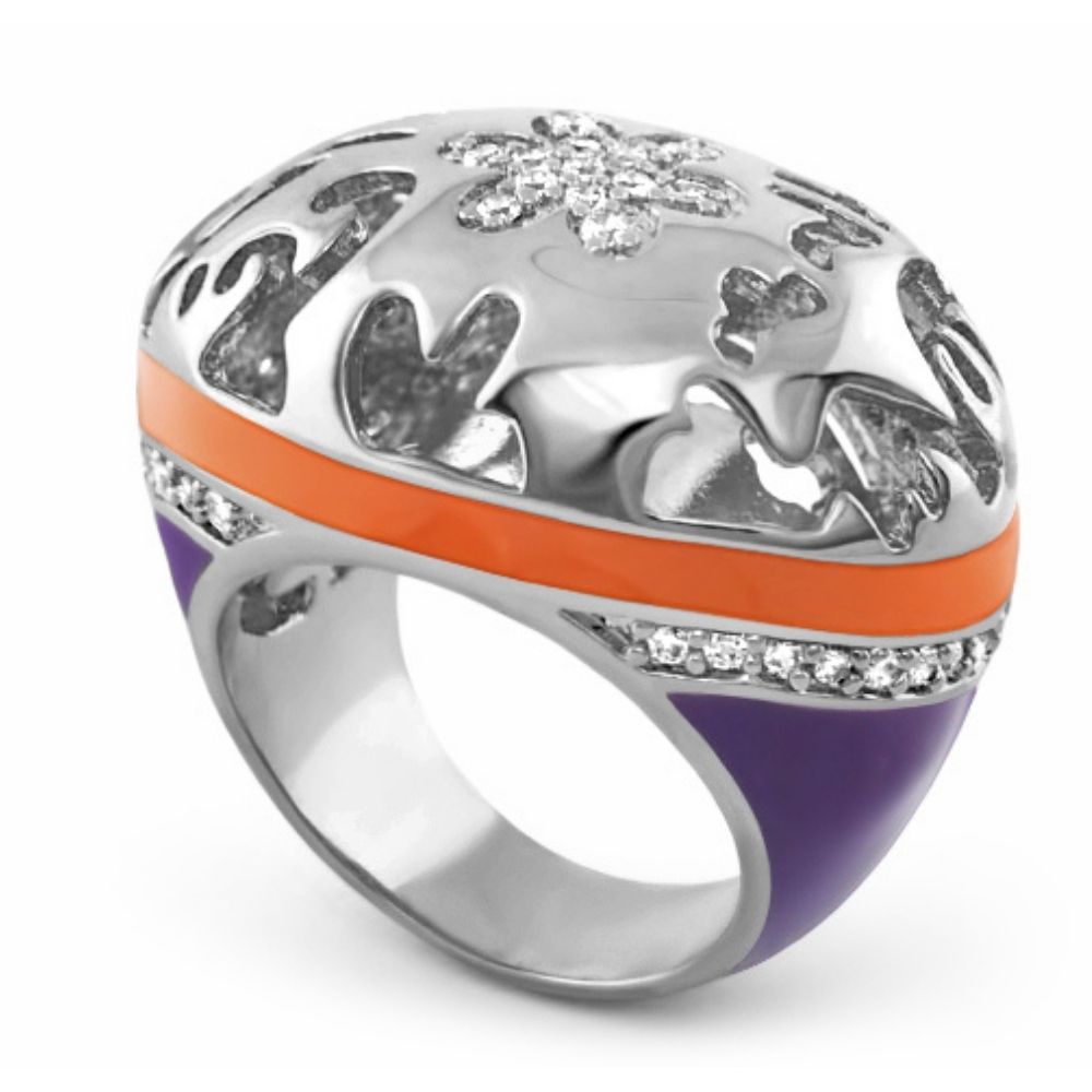 Allure Cocktail Ring Lauren G Adams with orange enamel stripe and pave diamonds on Tampa Home & Garden Store