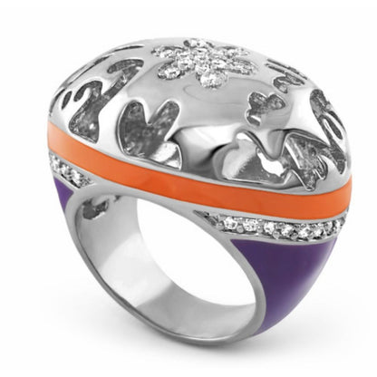 Allure Cocktail Ring Lauren G Adams with orange enamel stripe and pave diamonds on Tampa Home & Garden Store