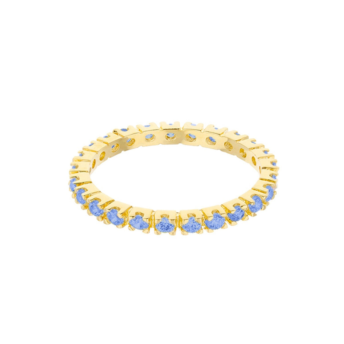 Glamour pave eternity band gold ring with blue sapphires, Lauren G Adams, stackable ring on Tampa Home & Garden Store