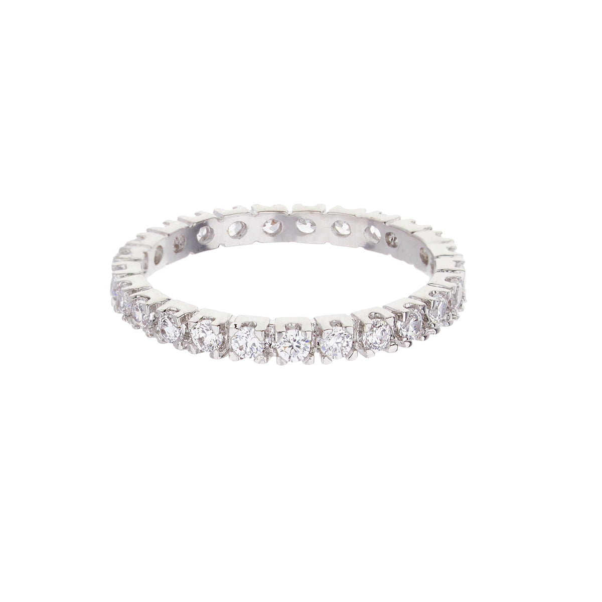Glamour Pave Eternity Band by Lauren G Adams, silver-tone pave diamonds ring, stackable on Tampa Home & Garden Store