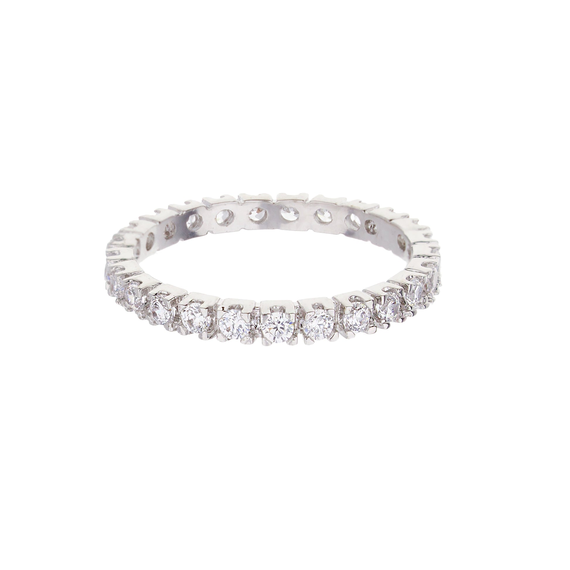 Glamour Pave Eternity Band by Lauren G Adams, silver-tone pave diamonds ring, stackable on Tampa Home & Garden Store