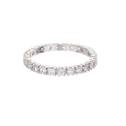 Glamour Pave Eternity Band by Lauren G Adams, silver-tone pave diamonds ring, stackable on Tampa Home & Garden Store