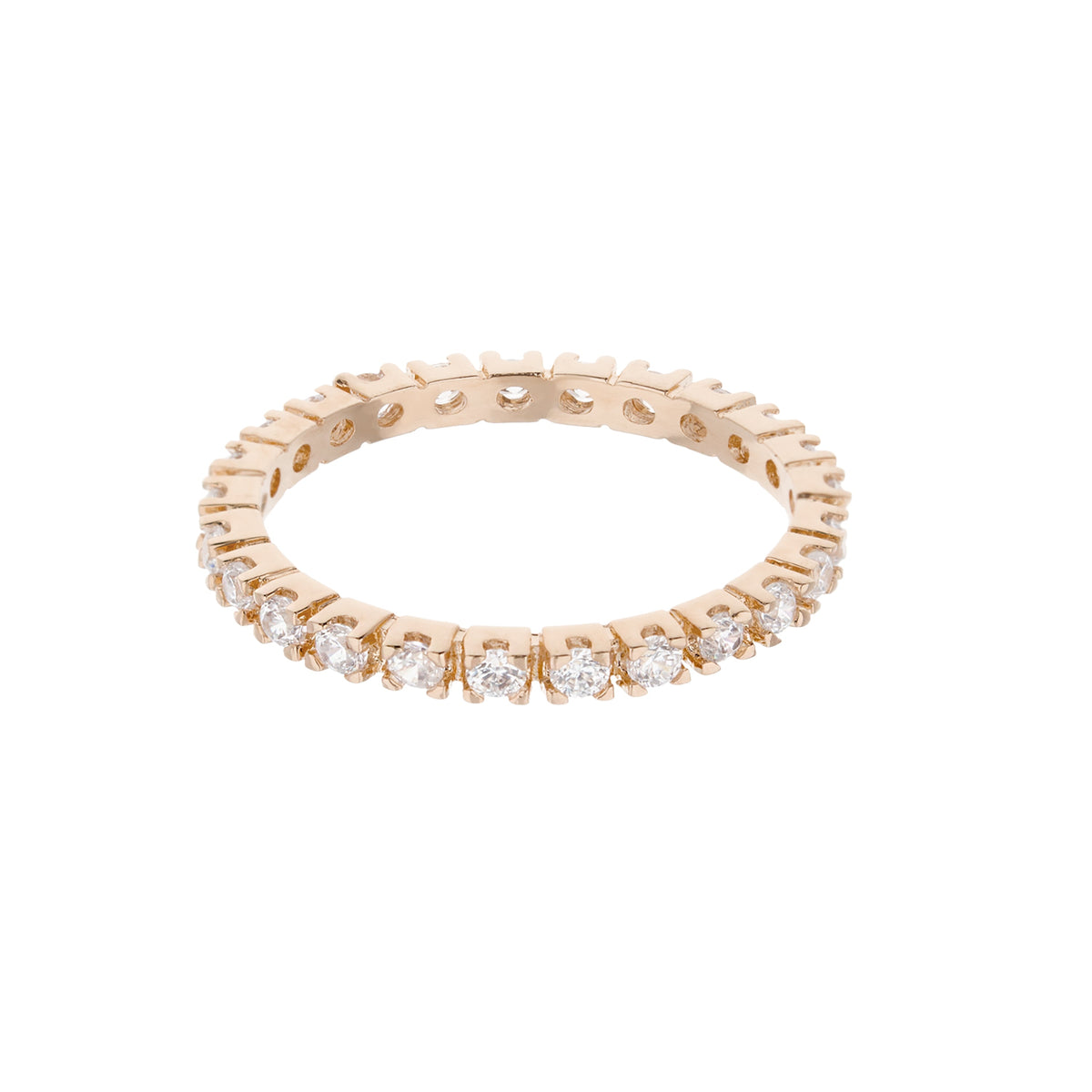 Glamour Pave Eternity Band ring, rose gold-tone with pavé diamonds, stackable design on Tampa Home & Garden Store