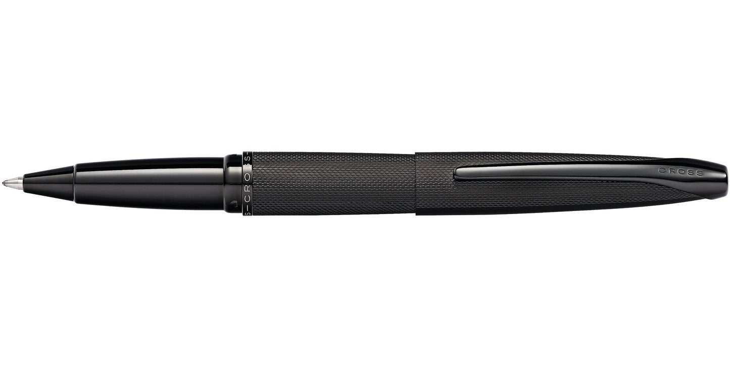ATX brushed black rollerball pen with textured grip and metal clip CROSS branding on cap on Tampa Home & Garden Store