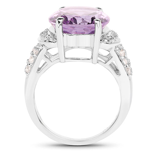 Amethyst and White Topaz Ring, 8.98 Carat, .925 Sterling Silver with pavé accents by Bids.com on Tampa Garden Store