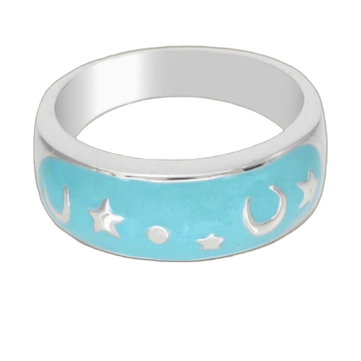 Stars of Night Ring turquoise enamel stackable ring by Lauren G Adams with white star motif on Tampa Home & Garden Store