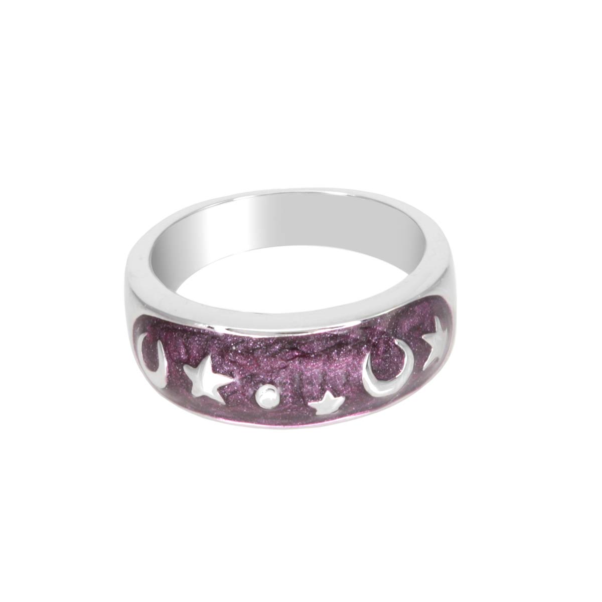 Stars of Night Ring by Lauren G Adams, purple glitter inlay silver stackable ring on Tampa Home & Garden Store