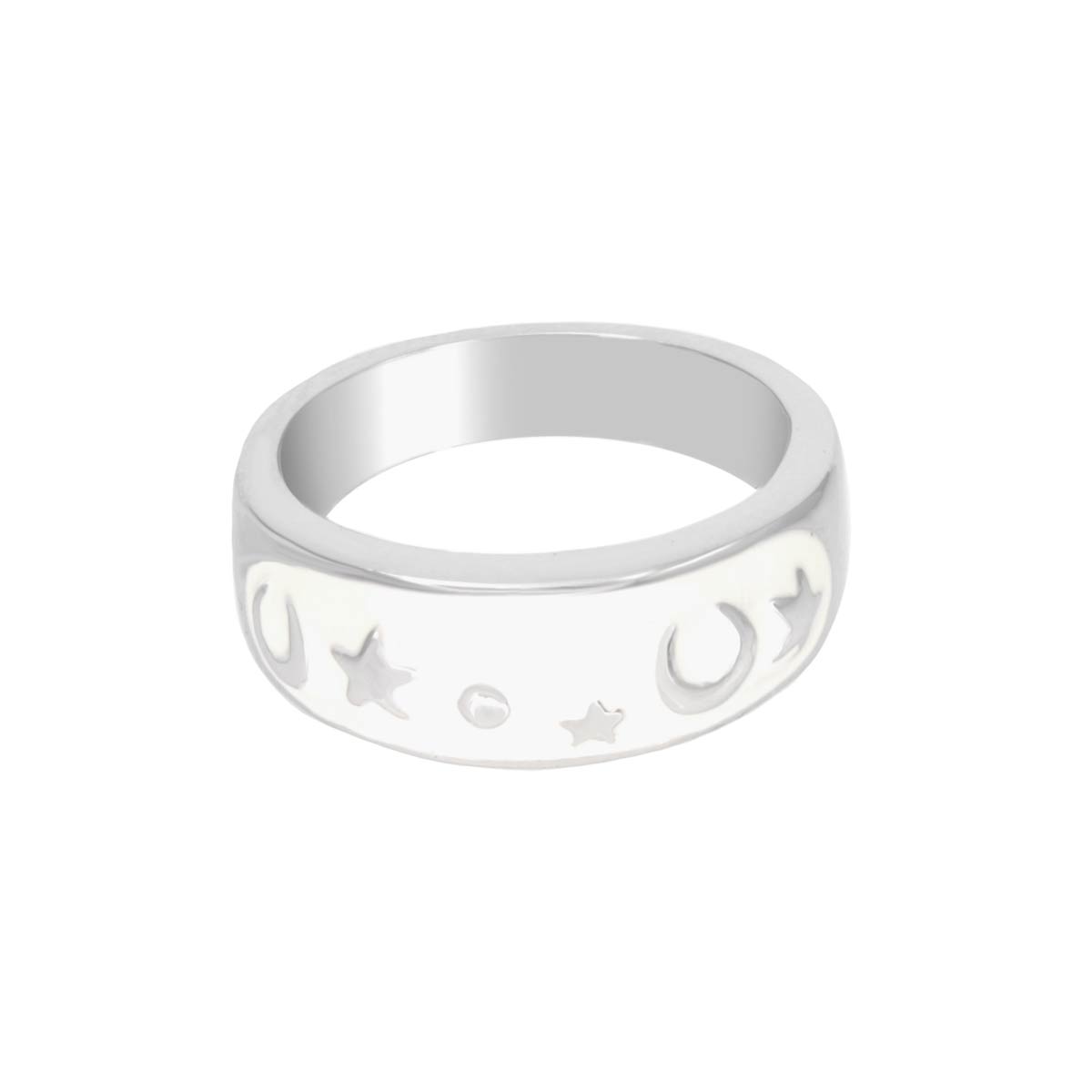 Stars of Night Ring, stackable silver band with moon and star cutouts by Lauren G Adams on Tampa Home & Garden Store