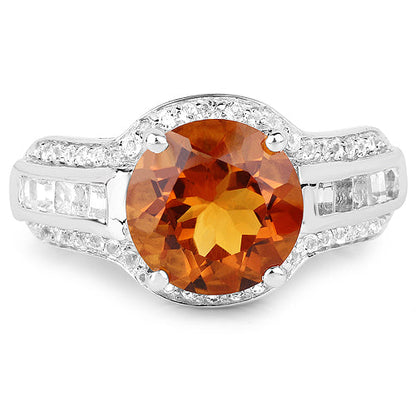 Ring 2.81ct orange citrine and white topaz in .925 Sterling Silver by Bids.com, pave band on Tampa Home & Garden Store