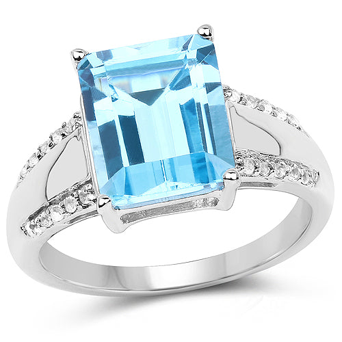 Ring: 5.78ct Swiss blue topaz with white topaz accents in .925 sterling silver Bids.com on Tampa Home & Garden Store