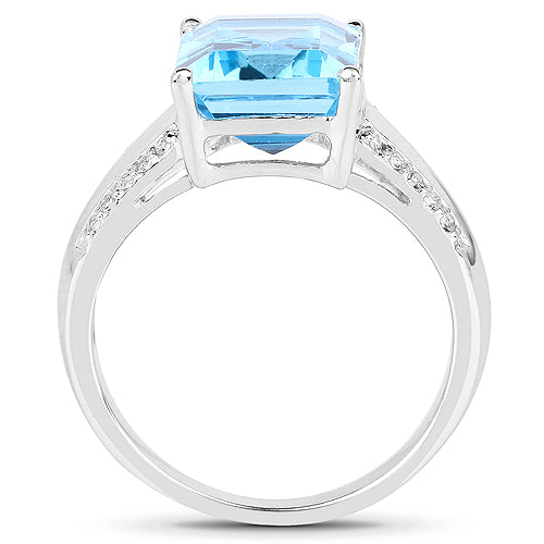 Ring 5.78ct Swiss blue topaz with white topaz accents in .925 sterling silver by Bids.com on Tampa Home & Garden Store