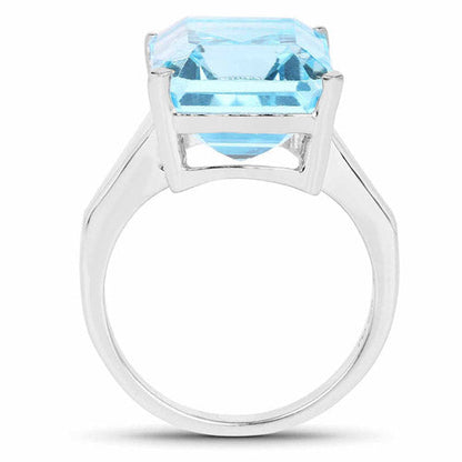 Ring 15.53 ct Genuine Blue Topaz, cushion-cut centerpiece in .925 Sterling Silver, Bids.com on Tampa Home & Garden Store