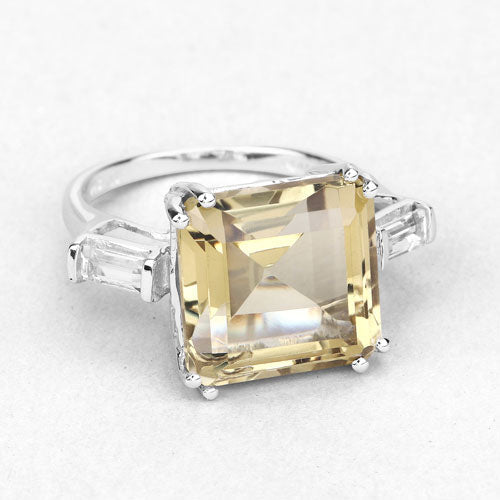 Sterling silver ring with 11.45 ct lemon quartz center and white topaz accents on Tampa Home & Garden Store