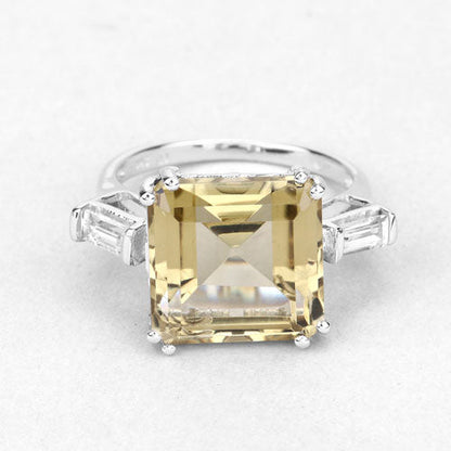 Ring featuring 11.45 ct lemon quartz and white topaz in .925 sterling silver by Bids.com on Tampa Home & Garden Store