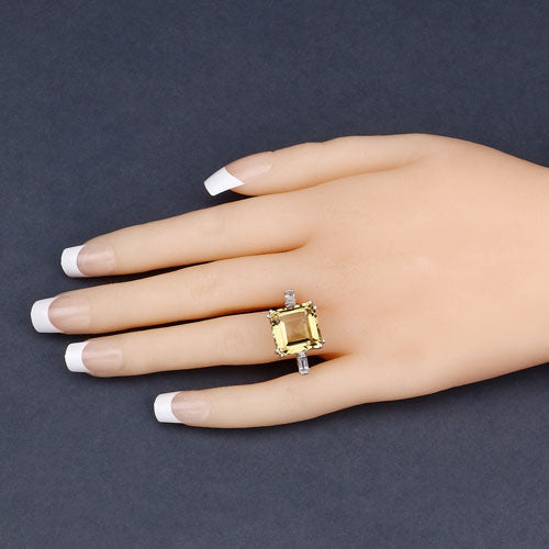 Sterling silver ring with 11.45 ct lemon quartz center stone and white topaz accents on Tampa Home & Garden Store