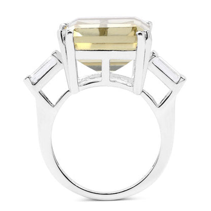 Sterling silver ring with a large rectangular lemon quartz centerpiece and white topaz accents on Tampa Home & Garden Store