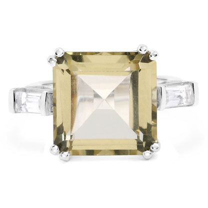 Sterling silver ring with lemon quartz centerpiece and white topaz stones by Bids.com on Tampa Home & Garden Store