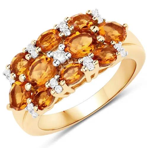 Ring gold-plated band with orange citrine and white topaz stones in a multi-stone setting on Tampa Home & Garden Store