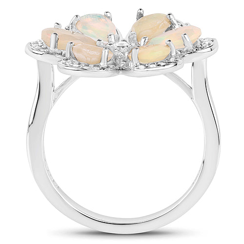 1.71ct Ethiopian opal and white topaz cluster ring in 925 sterling silver by Bids.com on Tampa Home & Garden Store