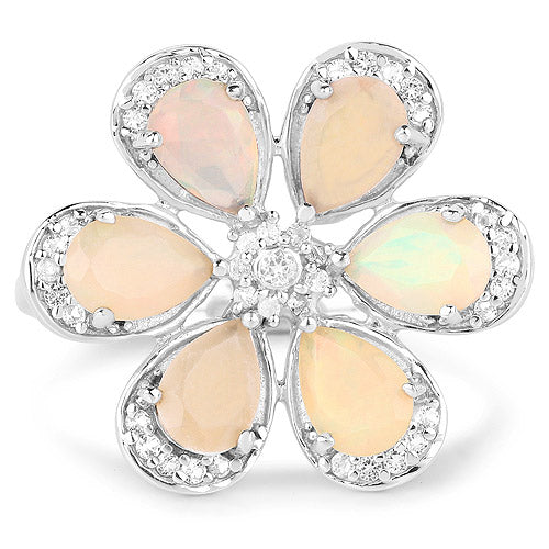 Opal flower ring by Bids.com with Ethiopian opal teardrops and white topaz accents on Tampa Home & Garden Store