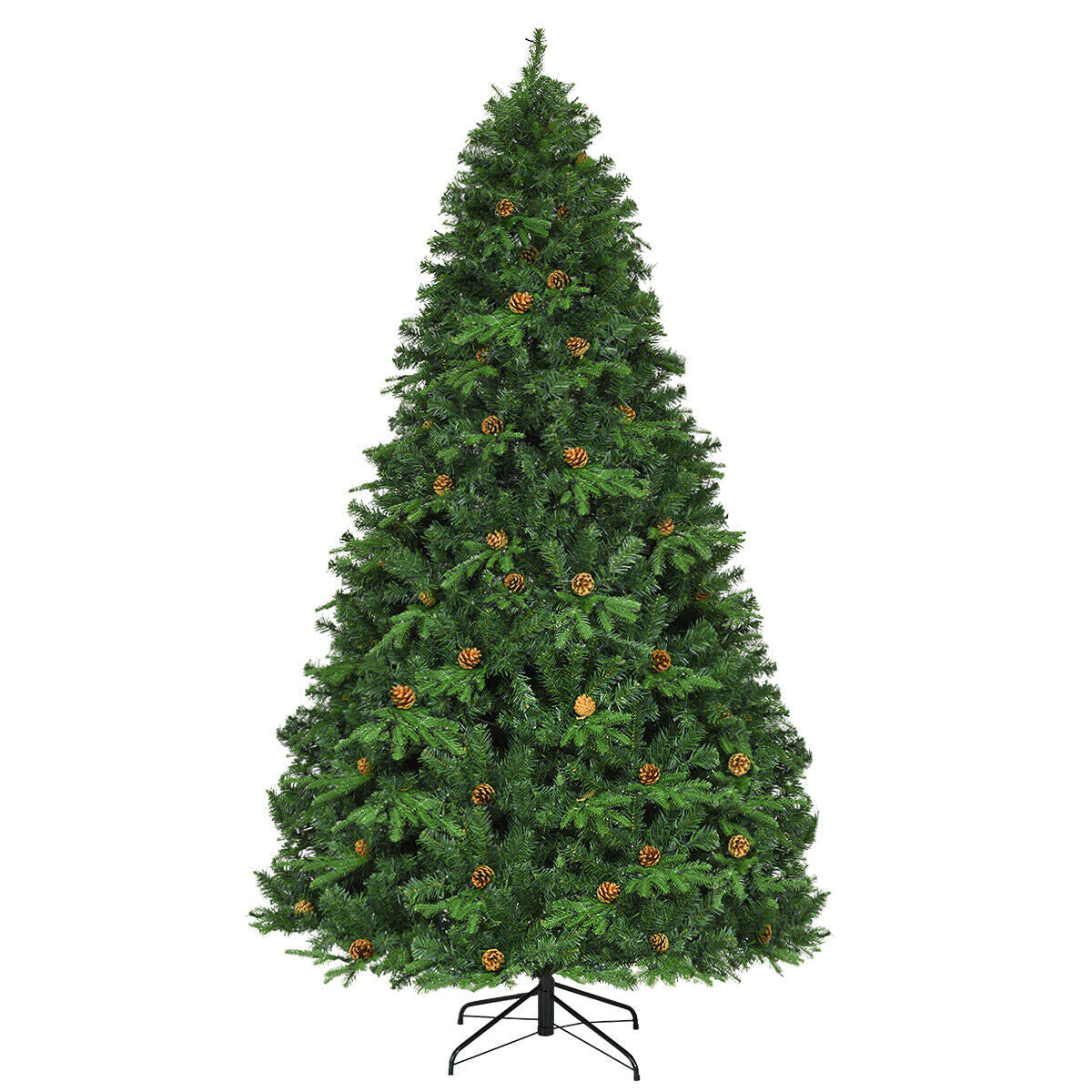 7.5 ft artificial Christmas tree with LED lights and pine cones on a stand DirectDeals on Tampa Home & Garden Store